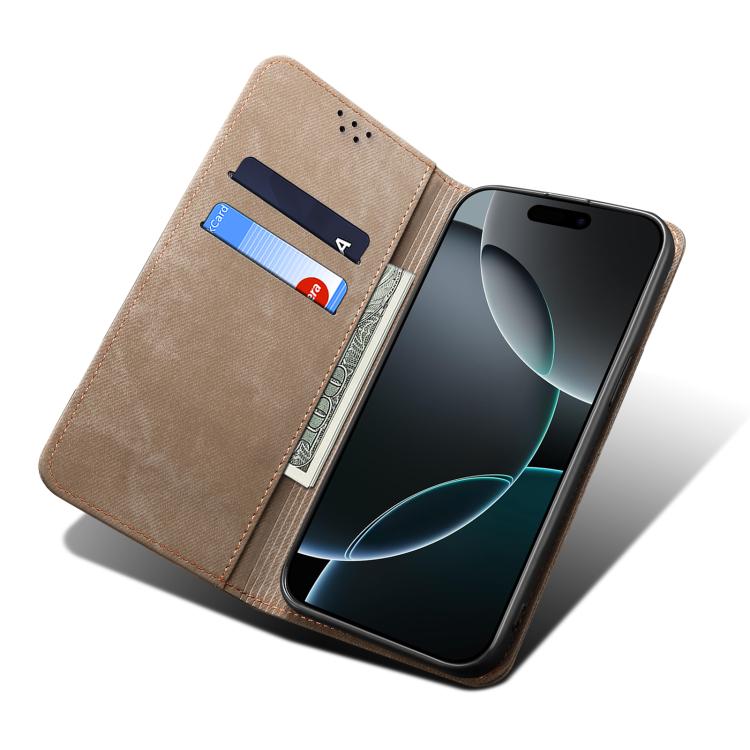 For Motorola Edge 5G 2025 Denim Texture Flip Leather Phone Case(Khaki) - free shipping - PMC TechLife - Order now!