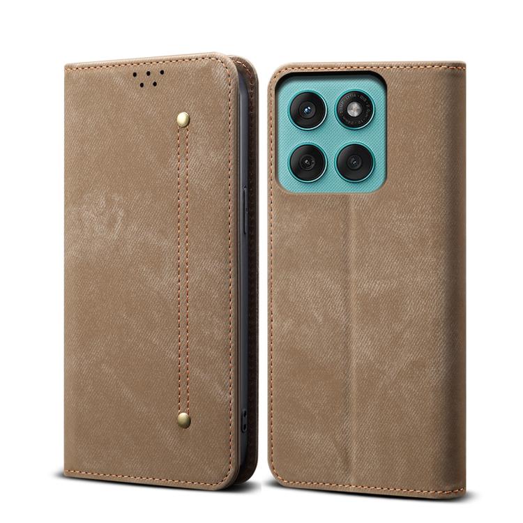 For Motorola Moto G86 5G Denim Texture Flip Leather Phone Case(Khaki) - free shipping - PMC TechLife - Order now!