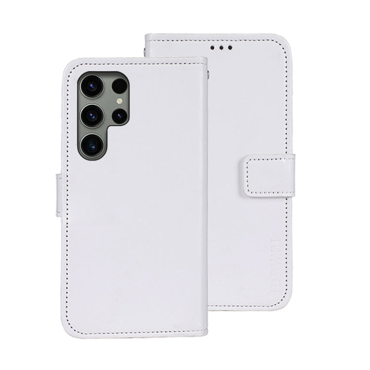 For Samsung Galaxy S24 Ultra 5G idewei Crazy Horse Texture Leather Phone Case(White) - free shipping - PMC Jewellery - Order now!