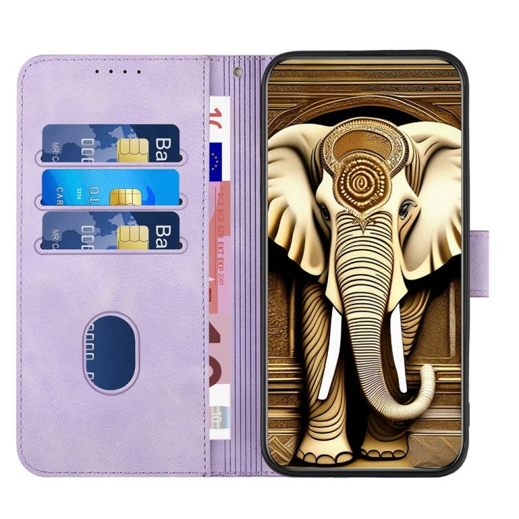 For Motorola Edge 5G 2024 YX0060 Elephant Head Embossed Phone Leather Case with Lanyard(Light Purple) - Motorola Cases by PMC Jewellery | Online Shopping South Africa | PMC Jewellery | Buy Now Pay Later Mobicred