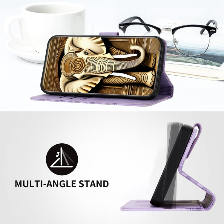 For Motorola Edge 5G 2024 YX0060 Elephant Head Embossed Phone Leather Case with Lanyard(Light Purple) - Motorola Cases by PMC Jewellery | Online Shopping South Africa | PMC Jewellery | Buy Now Pay Later Mobicred