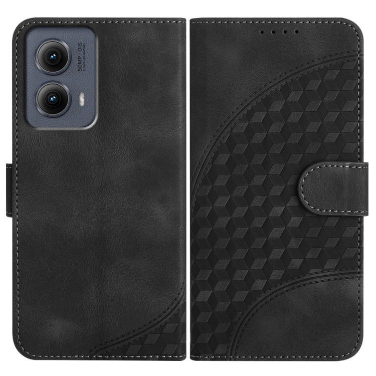 For Motorola Edge 5G 2024 Elephant Head Embossed Phone Leather Case with Lanyard(Black) - Motorola Cases by PMC Jewellery | Online Shopping South Africa | PMC Jewellery | Buy Now Pay Later Mobicred