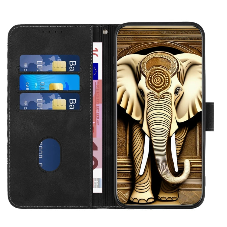 For Motorola Edge 5G 2024 Elephant Head Embossed Phone Leather Case with Lanyard(Black) - Motorola Cases by PMC Jewellery | Online Shopping South Africa | PMC Jewellery | Buy Now Pay Later Mobicred