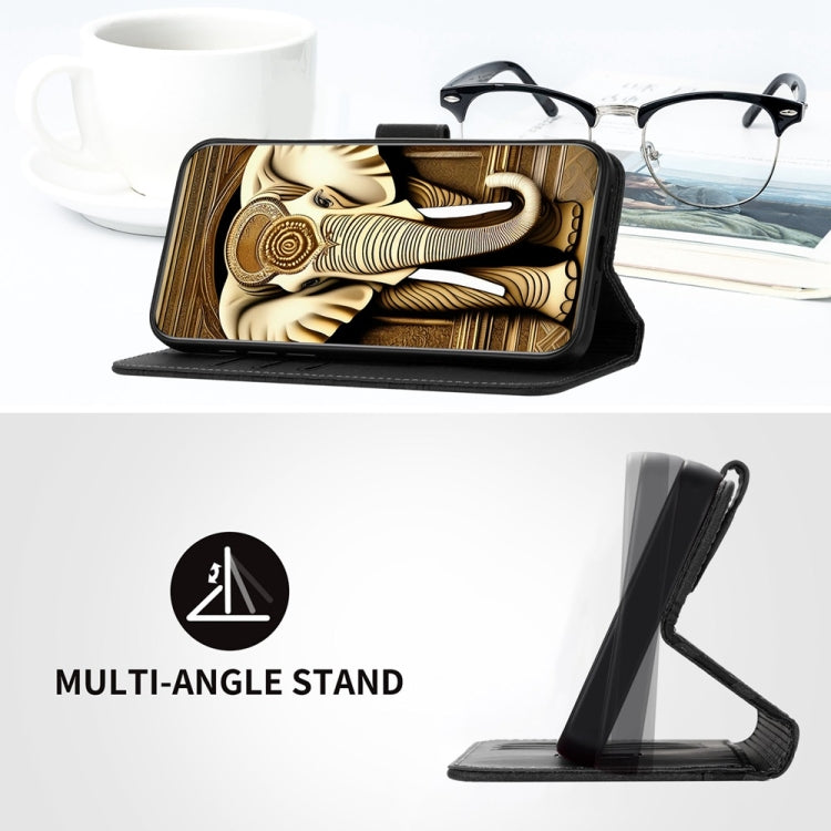 For Motorola Edge 5G 2024 Elephant Head Embossed Phone Leather Case with Lanyard(Black) - Motorola Cases by PMC Jewellery | Online Shopping South Africa | PMC Jewellery | Buy Now Pay Later Mobicred