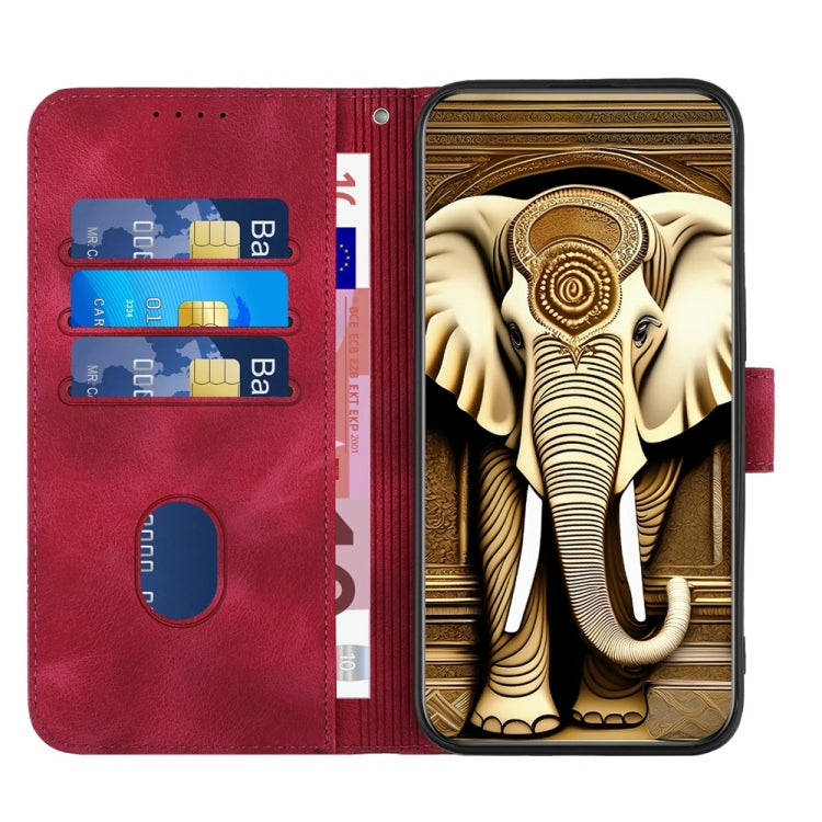 For Motorola Edge 5G 2024 YX0060 Elephant Head Embossed Phone Leather Case with Lanyard(Rose Red) - Motorola Cases by PMC Jewellery | Online Shopping South Africa | PMC Jewellery | Buy Now Pay Later Mobicred