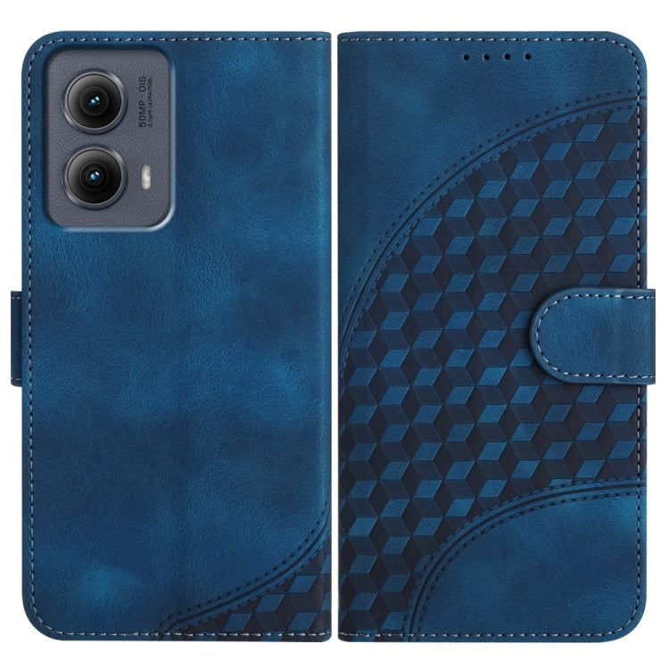 For Motorola Edge 5G 2024 YX0060 Elephant Head Embossed Phone Leather Case with Lanyard(Royal Blue) - Motorola Cases by PMC Jewellery | Online Shopping South Africa | PMC Jewellery | Buy Now Pay Later Mobicred