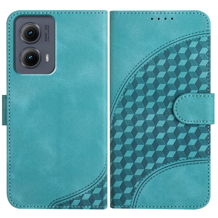 For Motorola Edge 5G 2024 YX0060 Elephant Head Embossed Phone Leather Case with Lanyard(Light Blue) - Motorola Cases by PMC Jewellery | Online Shopping South Africa | PMC Jewellery | Buy Now Pay Later Mobicred