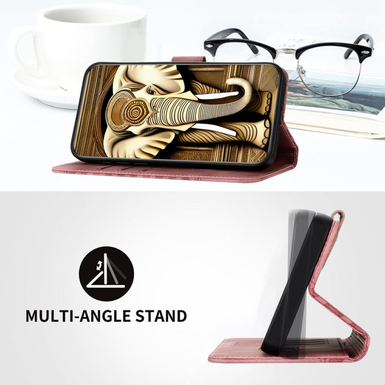 For Motorola Moto G Power 5G 2024 YX0060 Elephant Head Embossed Phone Leather Case with Lanyard(Pink) - Motorola Cases by PMC Jewellery | Online Shopping South Africa | PMC Jewellery | Buy Now Pay Later Mobicred