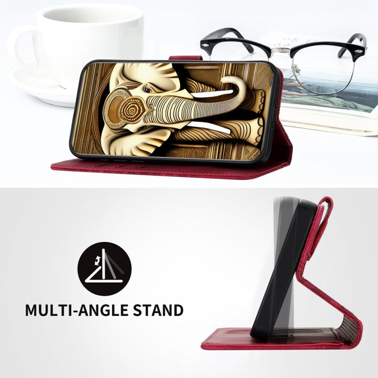 For Motorola Moto G Power 5G 2024 YX0060 Elephant Head Embossed Phone Leather Case with Lanyard(Rose Red) - Motorola Cases by PMC Jewellery | Online Shopping South Africa | PMC Jewellery | Buy Now Pay Later Mobicred