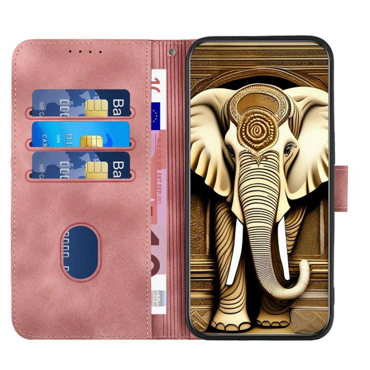 For Motorola Moto G Stylus 5G 2024 YX0060 Elephant Head Embossed Phone Leather Case with Lanyard(Pink) - Motorola Cases by PMC Jewellery | Online Shopping South Africa | PMC Jewellery | Buy Now Pay Later Mobicred