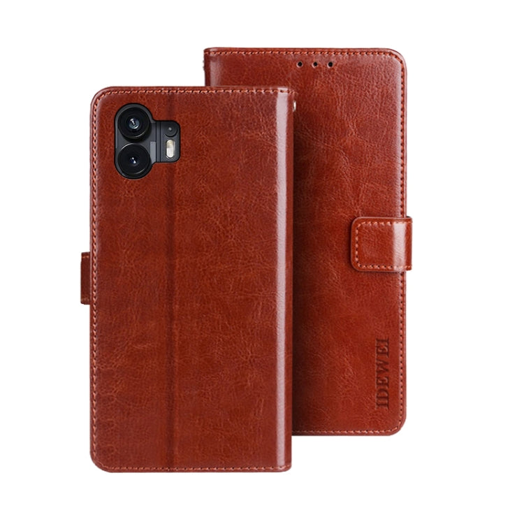 For Nothing Phone 2 idewei Crazy Horse Texture Leather Phone Case with Holder(Brown) - free shipping - PMC Jewellery - Order now!