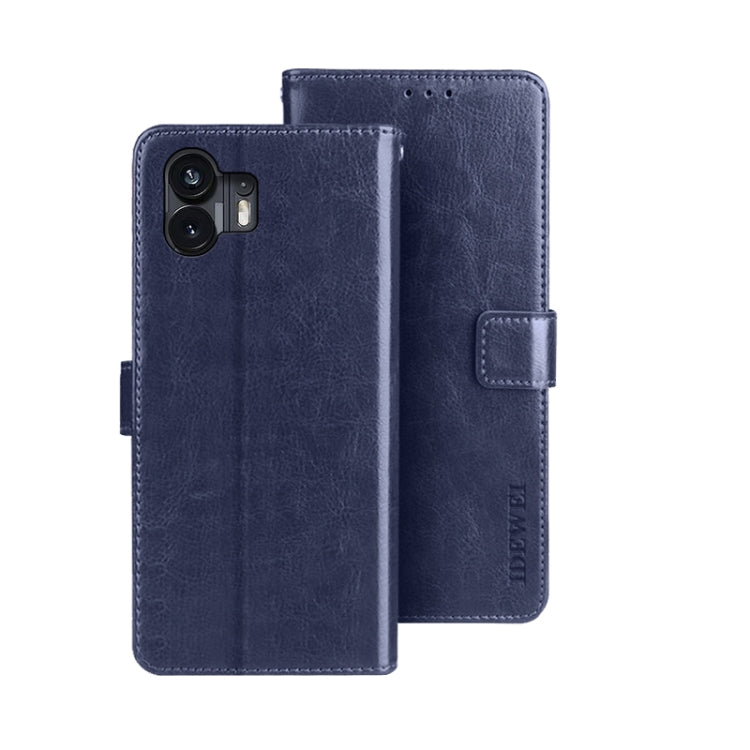 For Nothing Phone 2 idewei Crazy Horse Texture Leather Phone Case with Holder(Blue) - free shipping - PMC Jewellery - Order now!