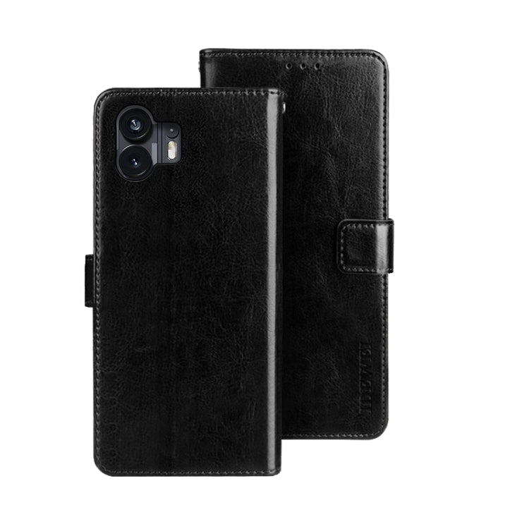 For Nothing Phone 2 idewei Crazy Horse Texture Leather Phone Case with Holder(Black) - free shipping - PMC Jewellery - Order now!