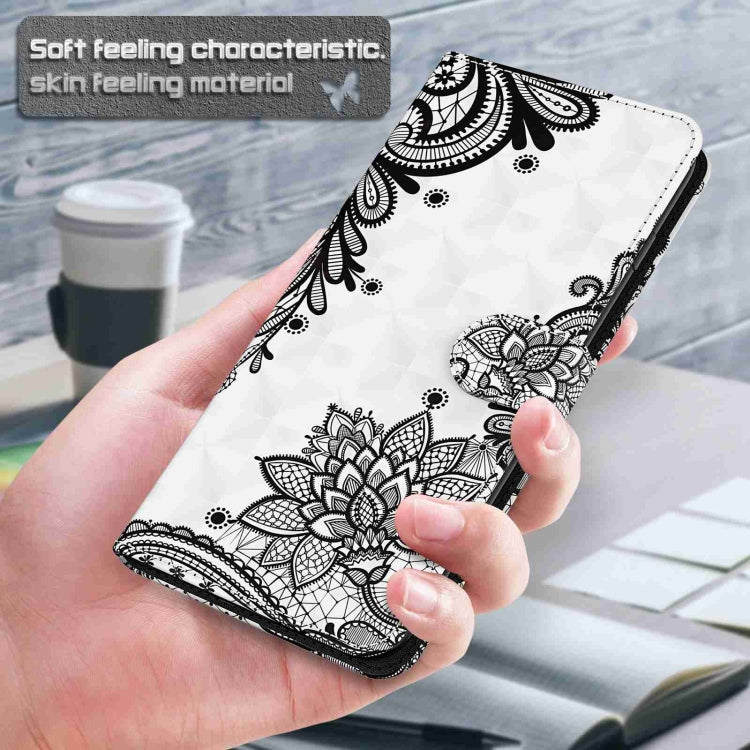 For Xiaomi Redmi 13C 5G / 4G 3D Painting Pattern Flip Leather Phone Case(Diagonal Black Flower) - Xiaomi Cases by PMC TechLife | Online Shopping South Africa | PMC TechLife | Buy Now Pay Later Mobicred