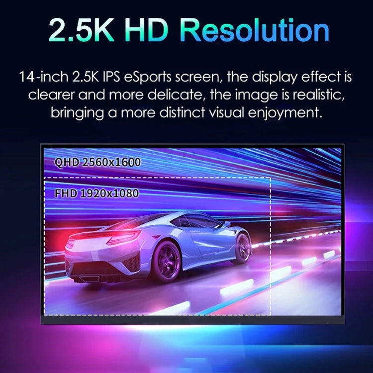 14 inch HDR 2560x1600P IPS Screen Portable Monitor(EU Plug) - LCD Monitors by PMC TechLife | Online Shopping South Africa | PMC TechLife | Buy Now Pay Later Mobicred