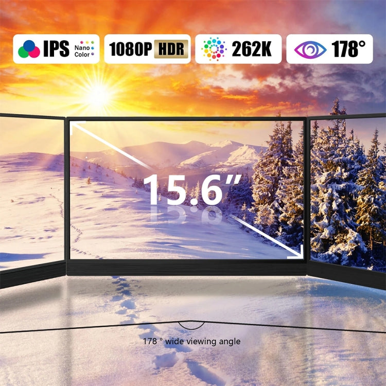 15.6 inch HDR 1080P IPS Screen Portable Monitor(No Charger) - LCD Monitors by PMC TechLife | Online Shopping South Africa | PMC TechLife | Buy Now Pay Later Mobicred