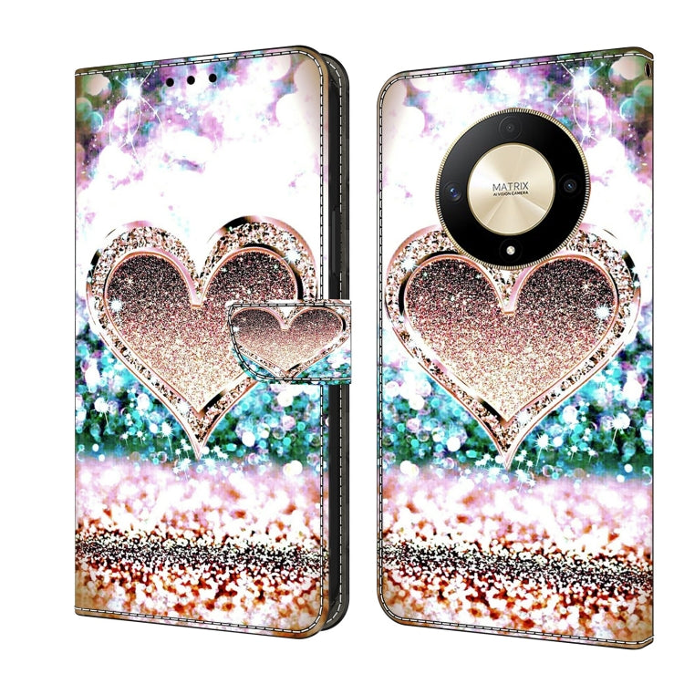 For Honor Magic6 Lite Crystal 3D Shockproof Protective Leather Phone Case(Pink Diamond Heart) - Honor Cases by PMC TechLife | Online Shopping South Africa | PMC TechLife | Buy Now Pay Later Mobicred