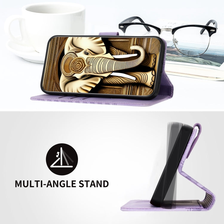 For Google Pixel 9 YX0060 Elephant Head Embossed Phone Leather Case with Lanyard(Light Purple) - Google Cases by PMC TechLife | Online Shopping South Africa | PMC TechLife | Buy Now Pay Later Mobicred