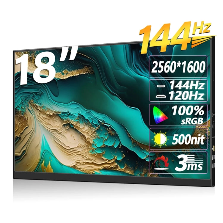 18 inch HDR 2560x1600P IPS Screen Portable Monitor(EU Plug) - LCD Monitors by PMc TechLife | Online Shopping South Africa | PMc TechLife | Buy Now Pay Later Mobicred