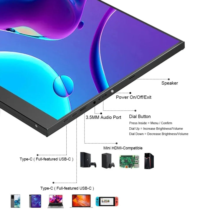 18 inch HDR 2560x1600P IPS Screen Portable Monitor(US Plug) - LCD Monitors by PMc TechLife | Online Shopping South Africa | PMc TechLife | Buy Now Pay Later Mobicred