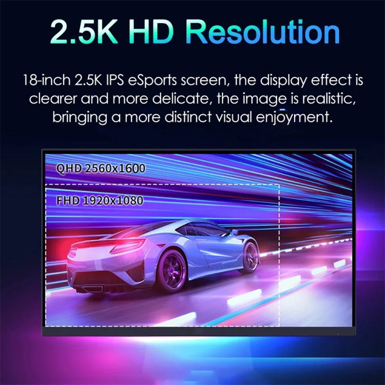 18 inch HDR 2560x1600P IPS Screen Portable Monitor(US Plug) - LCD Monitors by PMc TechLife | Online Shopping South Africa | PMc TechLife | Buy Now Pay Later Mobicred