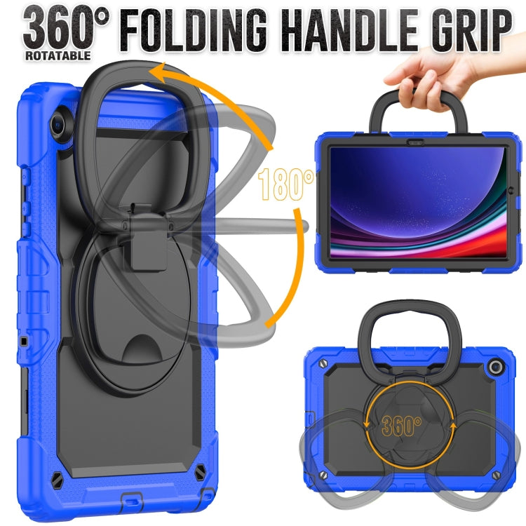 For Samsung Galaxy Tab A9+ Handle Silicone Hydric PC Tablet Case with Shoulder Strap(Dark Blue) - Galaxy Tab A9+ by PMC TechLife | Online Shopping South Africa | PMC TechLife