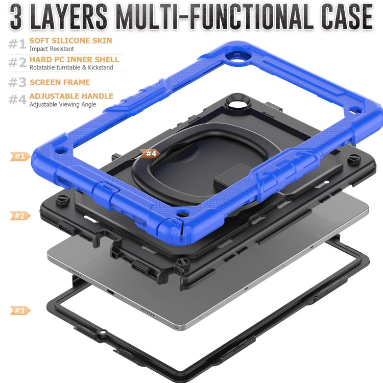 For Samsung Galaxy Tab A9+ Handle Silicone Hydric PC Tablet Case with Shoulder Strap(Dark Blue) - Galaxy Tab A9+ by PMC TechLife | Online Shopping South Africa | PMC TechLife