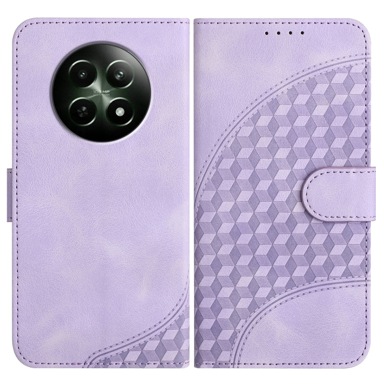 For Realme 12 5G Global YX0060 Elephant Head Embossed Phone Leather Case with Lanyard(Light Purple) - Realme Cases by PMC TechLife | Online Shopping South Africa | PMC TechLife | Buy Now Pay Later Mobicred