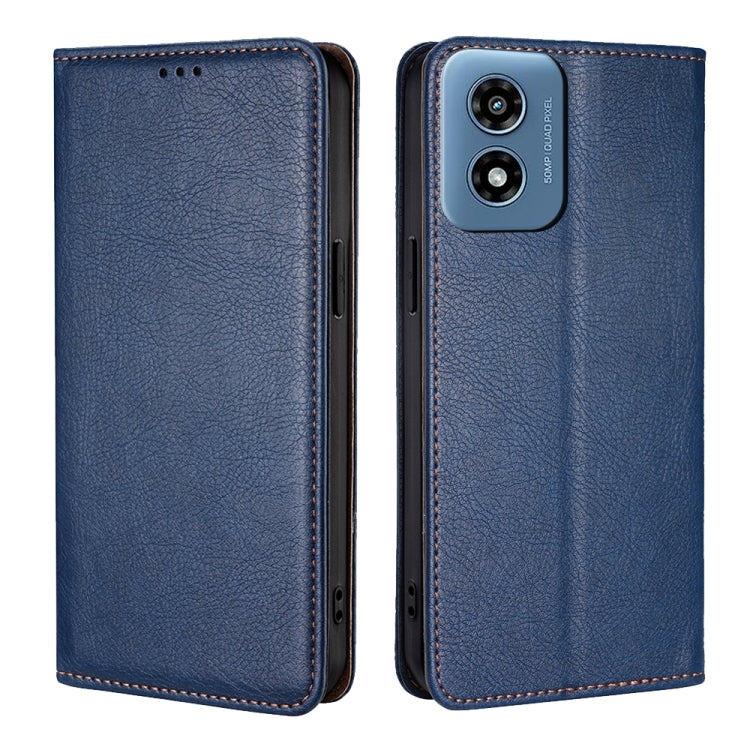 For Motorola Moto G Play 4G 2024 Gloss Oil Solid Color Magnetic Leather Phone Case(Blue) - Motorola Cases by PMC Jewellery | Online Shopping South Africa | PMC Jewellery | Buy Now Pay Later Mobicred