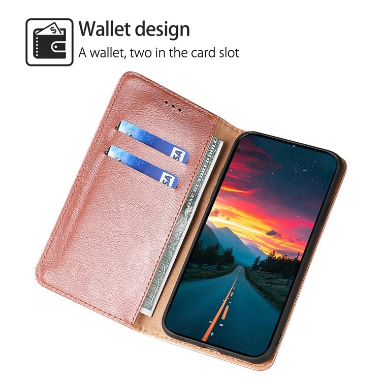 For Motorola Moto G Play 4G 2024 Gloss Oil Solid Color Magnetic Leather Phone Case(Rose Gold) - Motorola Cases by PMC Jewellery | Online Shopping South Africa | PMC Jewellery | Buy Now Pay Later Mobicred