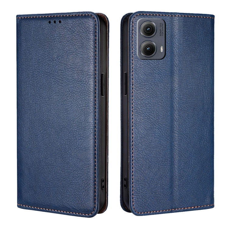 For Motorola Edge 5G 2024 Gloss Oil Solid Color Magnetic Leather Phone Case(Blue) - free shipping - PMC Jewellery - Order now!