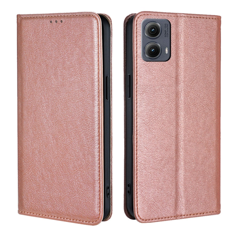 For Motorola Edge 5G 2024 Gloss Oil Solid Color Magnetic Leather Phone Case(Rose Gold) - Motorola Cases by PMC Jewellery | Online Shopping South Africa | PMC Jewellery | Buy Now Pay Later Mobicred