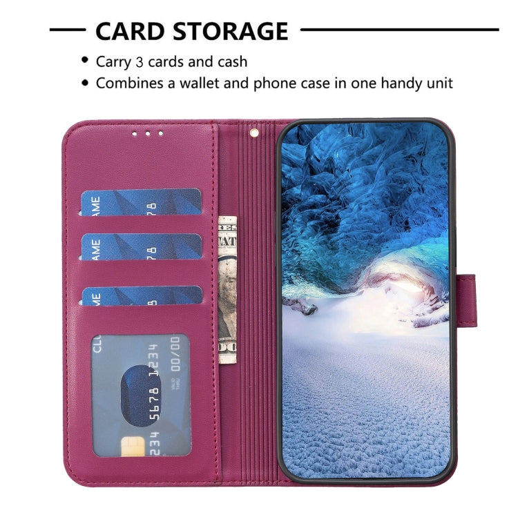 For iPhone 16 Pro Max Four-leaf Embossed Leather Phone Case(Rose Red) - iPhone 16 Pro Max Cases by PMC TechLife | Online Shopping South Africa | PMC TechLife | Buy Now Pay Later Mobicred