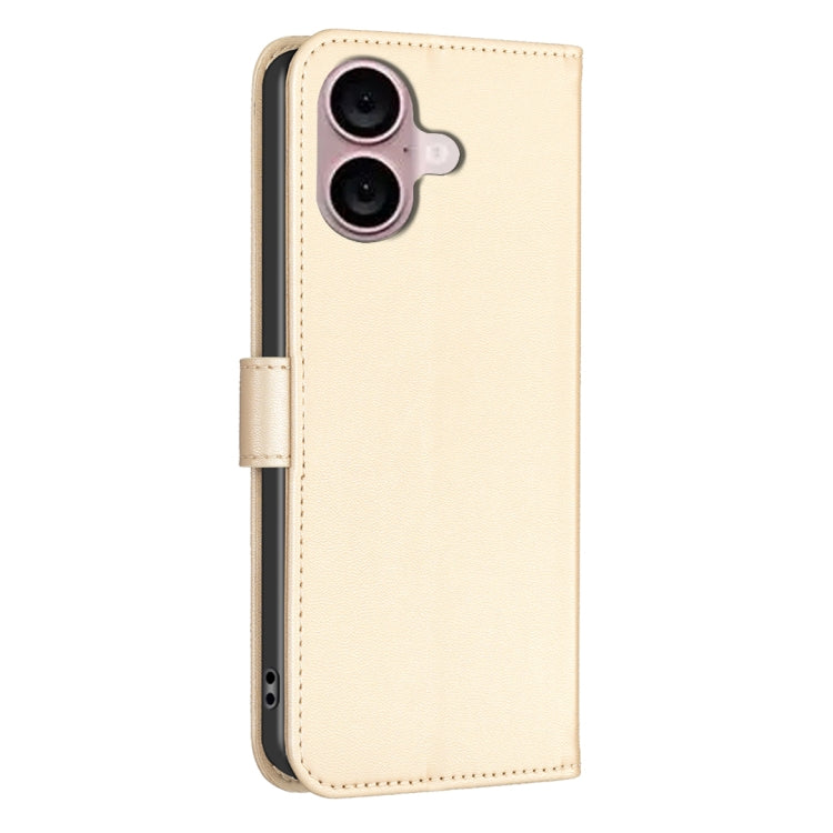 For iPhone 16 Plus Four-leaf Embossed Leather Phone Case(Gold) - iPhone 16 Plus Cases by PMC TechLife | Online Shopping South Africa | PMC TechLife | Buy Now Pay Later Mobicred