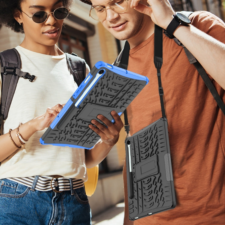 For Samsung Galaxy Tab S9 FE / S10 FE Tire Texture TPU + PC Tablet Case with Holder(Green) - Galaxy Tab S9 FE by PMC Jewellery | Online Shopping South Africa | PMC Jewellery | Buy Now Pay Later Mobicred