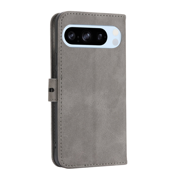 For Google Pixel 9 Pro Embossed Happy Cat Pattern Flip Leather Phone Case(Grey) - Google Cases by PMC TechLife | Online Shopping South Africa | PMC TechLife | Buy Now Pay Later Mobicred