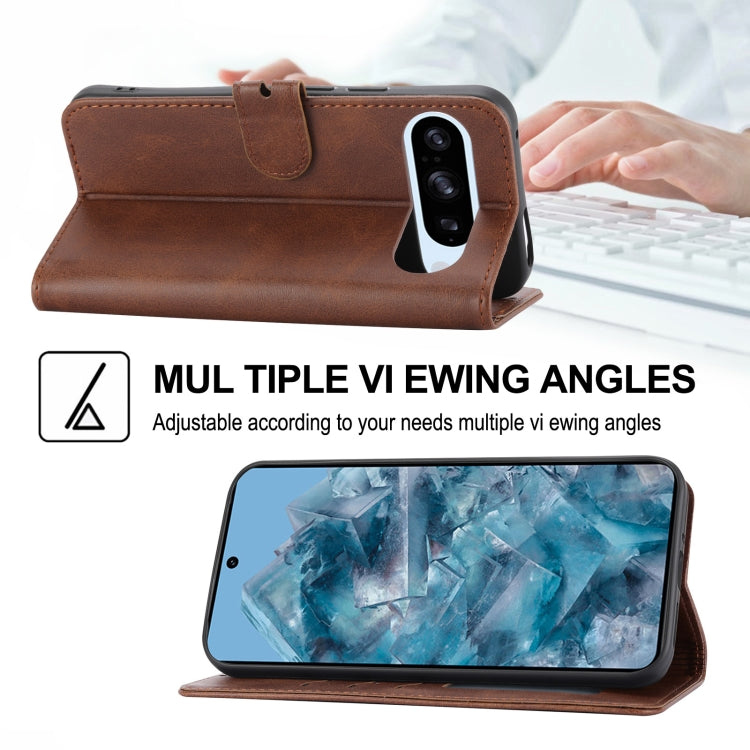 For Google Pixel 9 Embossed Happy Cat Pattern Flip Leather Phone Case(Brown) - Google Cases by PMC TechLife | Online Shopping South Africa | PMC TechLife | Buy Now Pay Later Mobicred