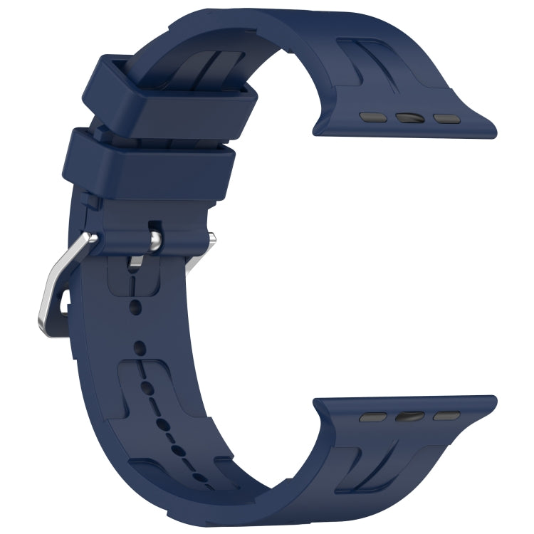 For Apple Watch SE 2023 44mm H Texture Silicone Ladder Buckle Watch Band(Midnight Blue) - Watch Bands by PMC TechLife | Online Shopping South Africa | PMC TechLife