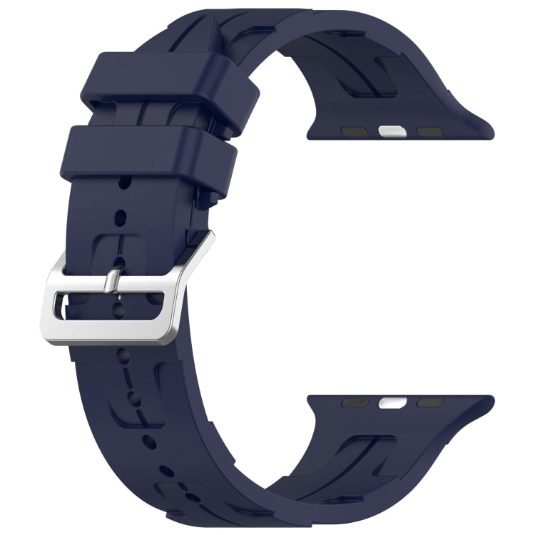 For Apple Watch SE 2023 44mm H Texture Silicone Ladder Buckle Watch Band(Midnight) - Watch Bands by PMC TechLife | Online Shopping South Africa | PMC TechLife