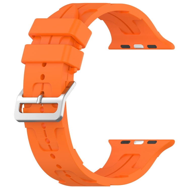 For Apple Watch SE 2023 40mm H Texture Silicone Ladder Buckle Watch Band(Orange) - Watch Bands by PMC TechLife | Online Shopping South Africa | PMC TechLife