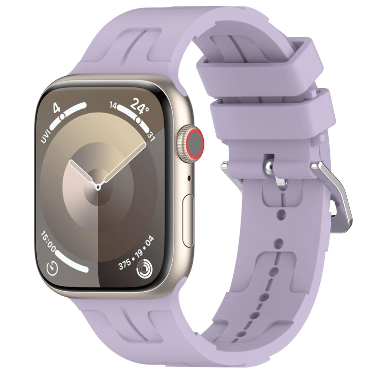 For Apple Watch SE 2023 40mm H Texture Silicone Ladder Buckle Watch Band(Purple) - Watch Bands by PMC TechLife | Online Shopping South Africa | PMC TechLife