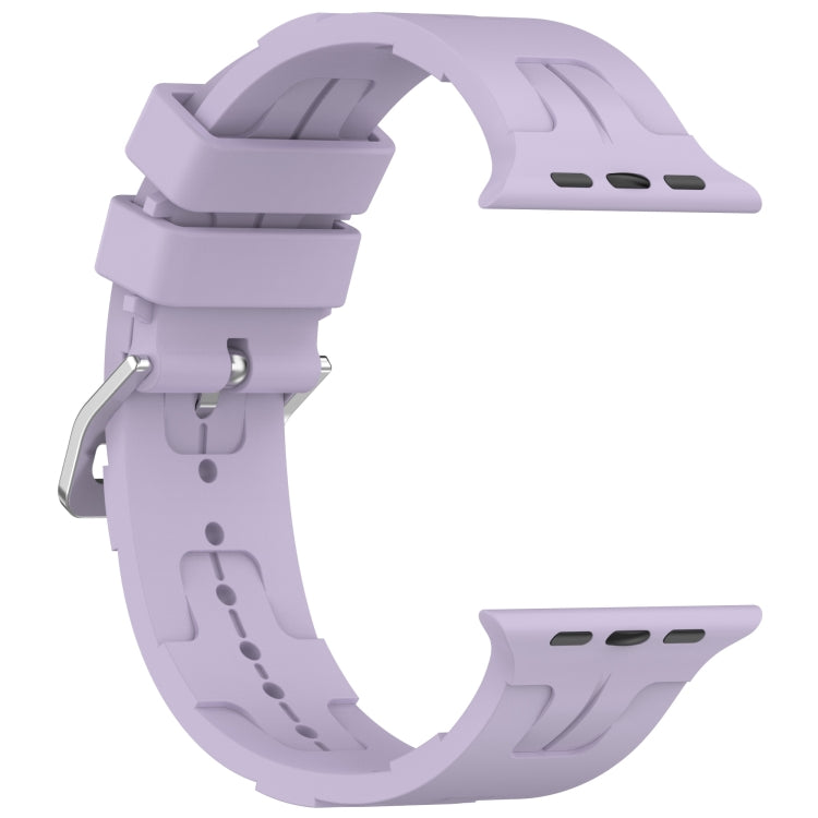 For Apple Watch SE 2023 40mm H Texture Silicone Ladder Buckle Watch Band(Purple) - Watch Bands by PMC TechLife | Online Shopping South Africa | PMC TechLife