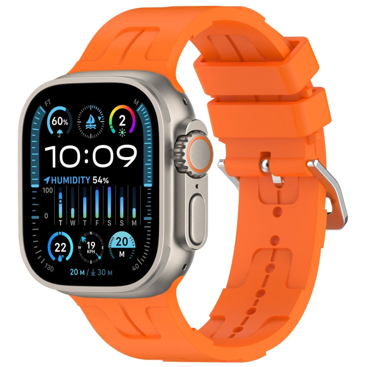 For Apple Watch Ultra 49mm H Texture Silicone Ladder Buckle Watch Band(Orange) - Watch Bands by PMC TechLife | Online Shopping South Africa | PMC TechLife