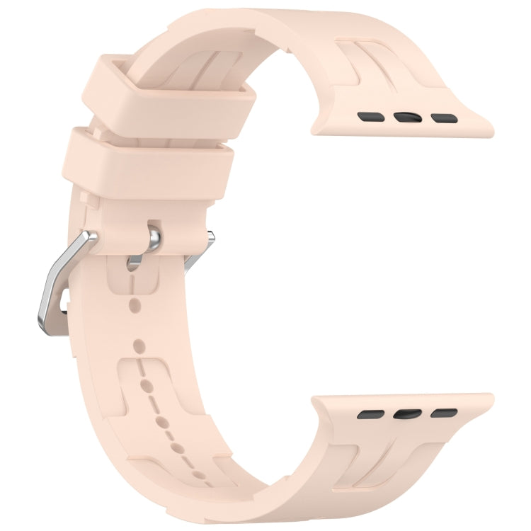For Apple Watch Ultra 49mm H Texture Silicone Ladder Buckle Watch Band(Sand Pink) - Watch Bands by PMC TechLife | Online Shopping South Africa | PMC TechLife
