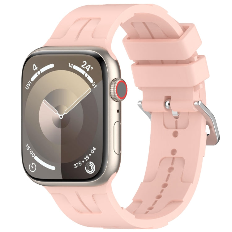 For Apple Watch Series 8 41mm H Texture Silicone Ladder Buckle Watch Band(Retro Rose) - Watch Bands by PMC TechLife | Online Shopping South Africa | PMC TechLife