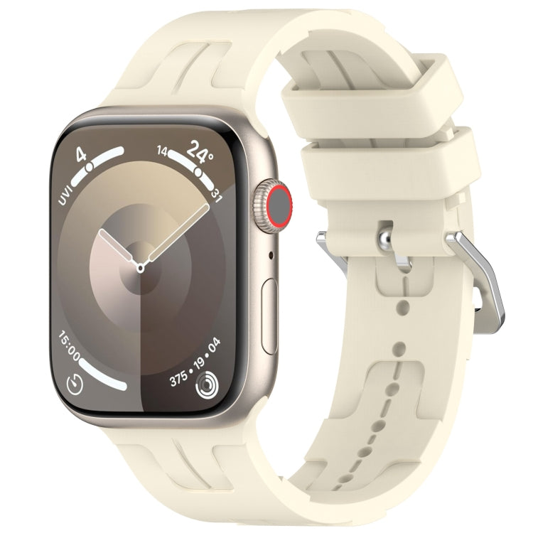 For Apple Watch Series 8 45mm H Texture Silicone Ladder Buckle Watch Band(Starlight) - Watch Bands by PMC TechLife | Online Shopping South Africa | PMC TechLife