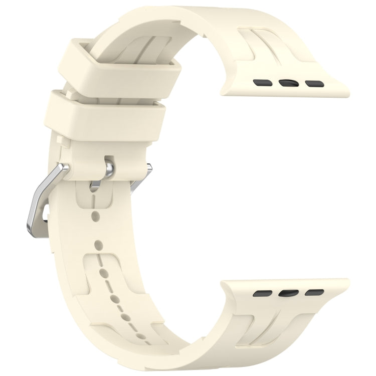 For Apple Watch Series 8 45mm H Texture Silicone Ladder Buckle Watch Band(Starlight) - Watch Bands by PMC TechLife | Online Shopping South Africa | PMC TechLife