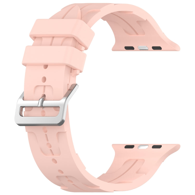 For Apple Watch SE 2022 44mm H Texture Silicone Ladder Buckle Watch Band(Retro Rose) - Watch Bands by PMC TechLife | Online Shopping South Africa | PMC TechLife