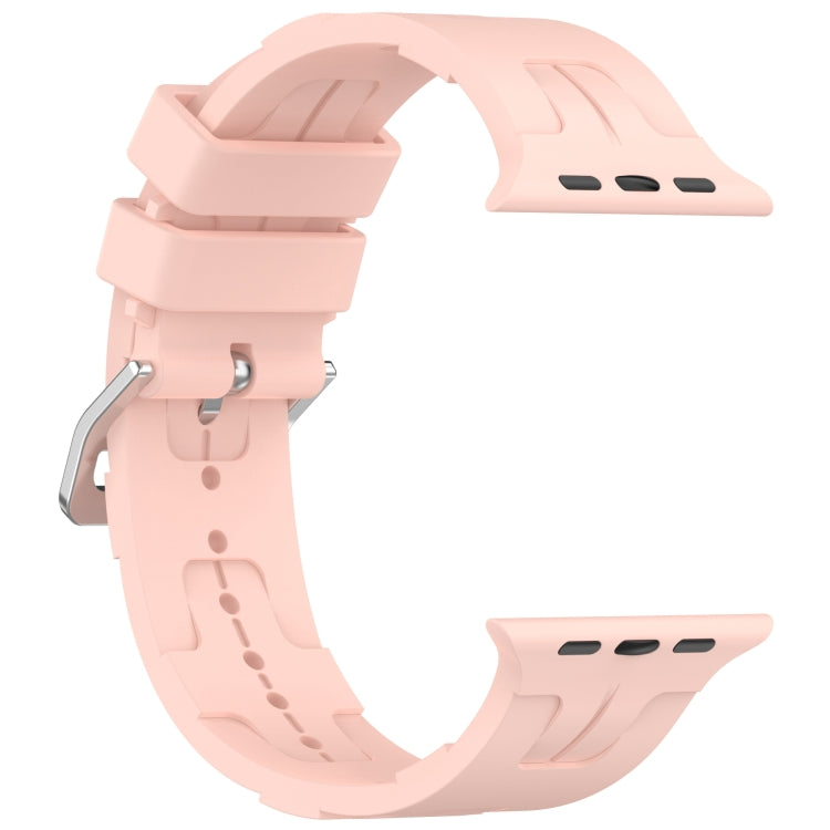 For Apple Watch SE 2022 44mm H Texture Silicone Ladder Buckle Watch Band(Retro Rose) - Watch Bands by PMC TechLife | Online Shopping South Africa | PMC TechLife