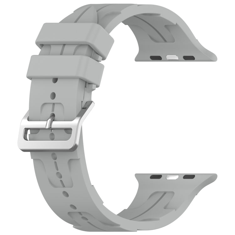 For Apple Watch SE 2022 44mm H Texture Silicone Ladder Buckle Watch Band(Grey) - Watch Bands by PMC TechLife | Online Shopping South Africa | PMC TechLife